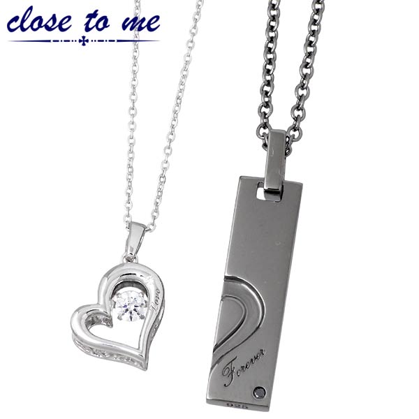 【ポイント2倍！20日まで！】 クロストゥーミー close to me メッセージ シルバー ペア ネックレス アクセサリー ストーン SN13-191-192-P