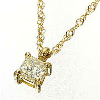 【ポイント2倍！12日まで！】 0.15ct ダイヤモンド プリンセスカット ペンダント ネックレス イエローゴールド(ゴールド) 沖縄 離島への配送不可