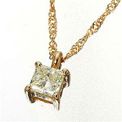 【ポイント2倍！12日まで！】 0.15ct ダイヤモンド プリンセスカット ペンダント ネックレス ピンクゴールド 沖縄 離島への配送不可
