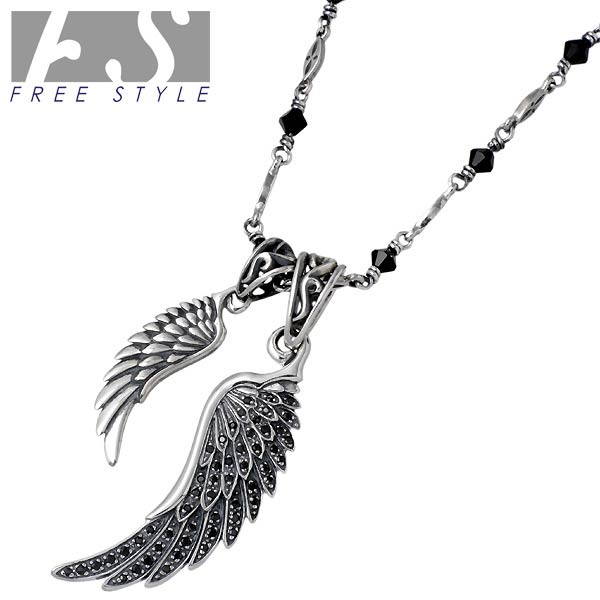 フリースタイル FREE STYLE ダブルウィングオニキス シルバー ネックレス アクセサリー BK CZ シルバー925 スターリングシルバー FSP880B-1B-N844｜Sies Rosso シーズ ロッソ