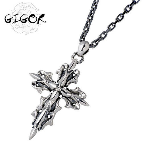 【ポイント2倍！マラソン期間中！】 ジゴロウ GIGOR リブロス シルバー ネックレス アクセサリー チェーン付き クロス 十字架 シルバー925 スターリングシルバー NO-240