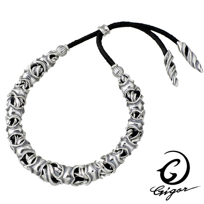 【ポイント2倍！マラソン期間中】 ジゴロウ GIGOR シルバー レザー　ブレスレット アクセサリー ダイラネイシス NO-368 56,100円