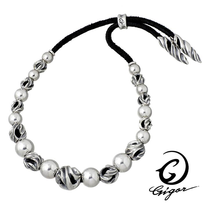 【ポイント2倍!マラソン終了まで】 ジゴロウ GIGOR シルバー レザー ブレスレット アクセサリー ダイラニティー NO-373|Sies Rosso シーズ ロッソ