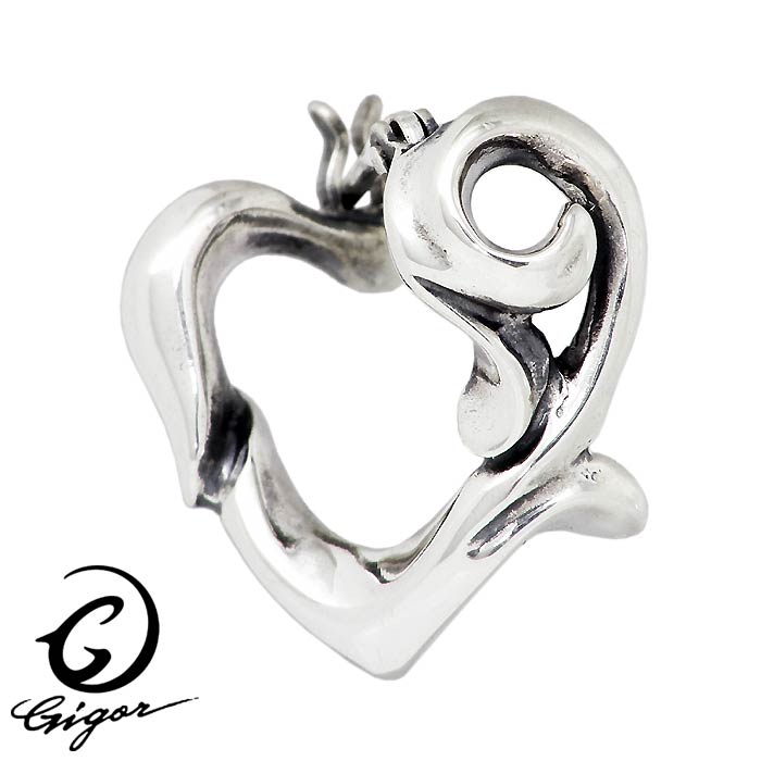 【ポイント2倍！マラソン期間中】 ジゴロウ GIGOR シルバー ピアス アクセサリー ハーティション 1個売り 左耳用 メンズ レディース ハート FIENAL series NO-408