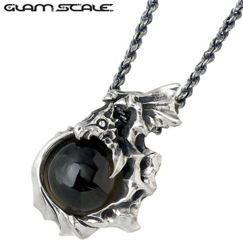 【ポイント2倍！マラソン期間中】 グラムスケイル GLAM SCALE ネックレス レディース ドラゴン メンズ シルバー ジュエリー チェーン付き スモーキークォーツ ドクロ 髑髏 925 スターリングシルバー GS-6T-005SQ