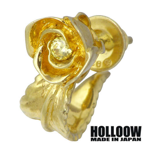 ホロウ HOLLOOW ローズ シルバー ピアスL 1個売り 片耳用 スタッド型 カラーコーティング バラ 薔薇 シルバー925 スターリングシルバー KHP-126