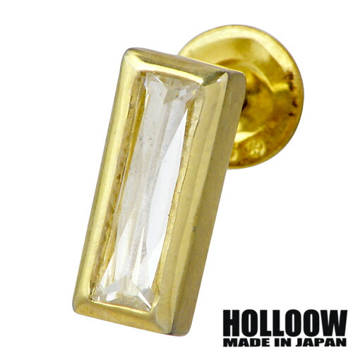 【ポイント2倍!マラソン終了まで】 ホロウ HOLLOOW レクテングル スタッド シルバー ピアス アクセサリー 1個売り 片耳用 ゴールドコーティング キュービック シルバー925 スターリングシルバー KHP-165GD|Sies Rosso シーズ ロッソ