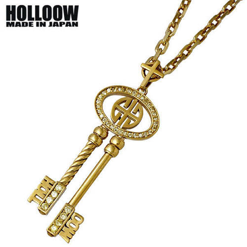 【ポイント2倍！マラソン期間中！】 ホロウ HOLLOOW マスター キー シルバー ネックレス アクセサリー チェーン付き ゴールドコーティング キュービック カギ 鍵 クロス 十字架 シルバー925 スターリングシルバー KHP-278GD