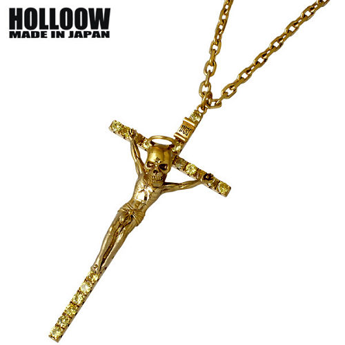 【ポイント2倍！マラソン期間中】 ホロウ HOLLOOW ワールドオブザ クロス シルバー ネックレス アクセサリー チェーン付き ゴールドコーティング キュービック 十字架 シルバー925 スターリングシルバー KHP-284GD