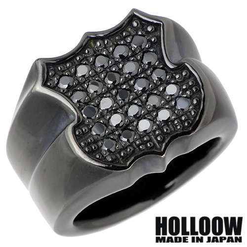 ホロウ HOLLOOW エンブレムΩ シルバー リング ブラックコーティング キュービック 10～25号 指輪 アクセサリー シルバー925 スターリングシルバー KHR-33BK