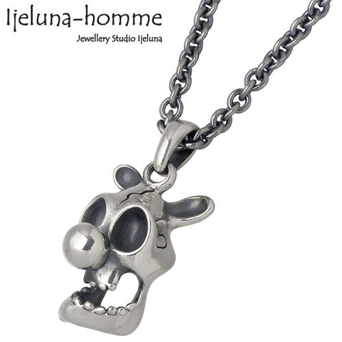 【ポイント2倍！マラソン期間中！】 アイジェルナオム Ijeluna-homme ネックレス レディース スカル メンズ シルバー ジュエリー クラウン チェーン付き 925 スターリングシルバー AT-003N