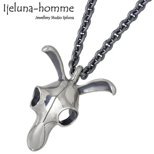 【ポイント2倍！マラソン期間中】 アイジェルナオム Ijeluna-homme ネックレス レディース スカル メンズ シルバー ジュエリー ミミナガ バッファロー チェーン付き 925 スターリングシルバー AT-020N