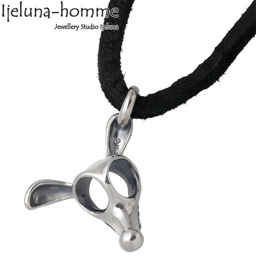 【ポイント2倍！12日まで！】 アイジェルナオム Ijeluna-homme ネックレス レディース スカル メンズ シルバー ジュエリー ホソミー マウス 革ヒモ 925 スターリングシルバー AT-021P