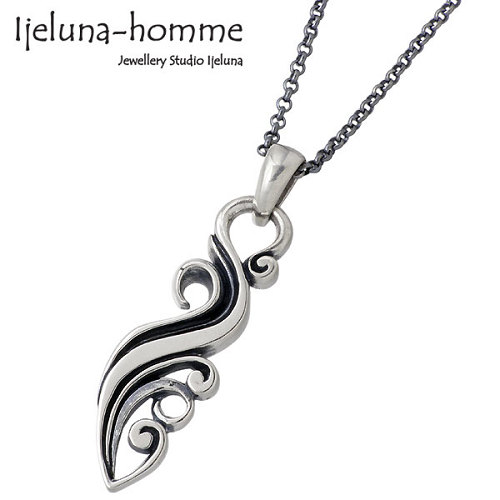 【ポイント2倍！マラソン期間中！】 アイジェルナオム Ijeluna-homme ネックレス レディース メンズ シルバー ジュエリー マントラ チェーン付き 925 スターリングシルバー AT-033N