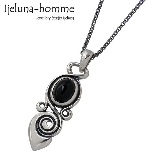 【ポイント2倍！マラソン期間中】 アイジェルナオム Ijeluna-homme ネックレス レディース メンズ シルバー ジュエリー マントラ オニキス チェーン付き 925 スターリングシルバー AT-034N-OX