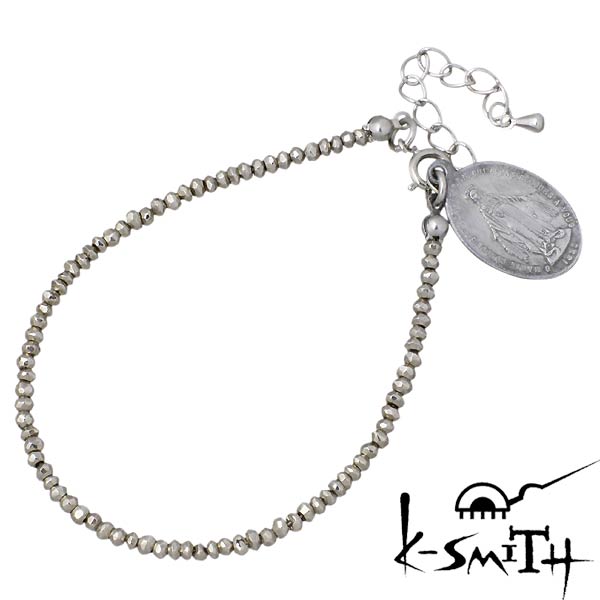 【ポイント2倍！マラソン期間中】 ケースミス K-SMITH ブレスレット レディース シルバー ジュエリー パイライト メダイ 925 スターリングシルバー KI-PL-B-L