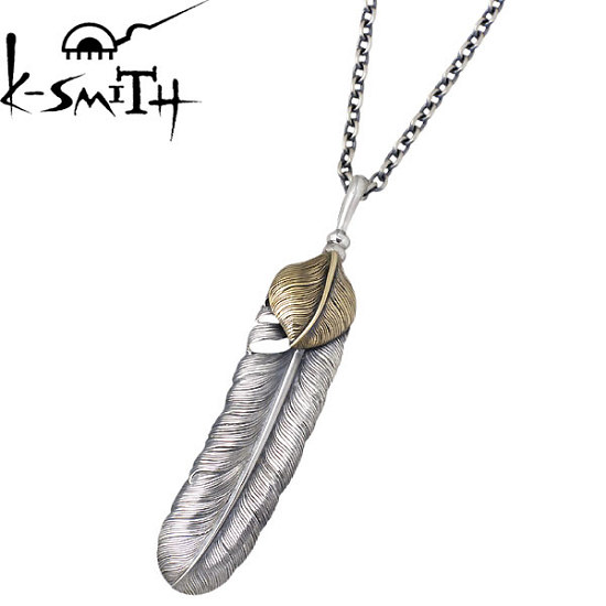 【ポイント2倍！マラソン期間中】 ケースミス K-SMITH ネックレス メンズ シルバー ジュエリー ハートフェザー 925 スターリングシルバー KI235-3-AZ-0845