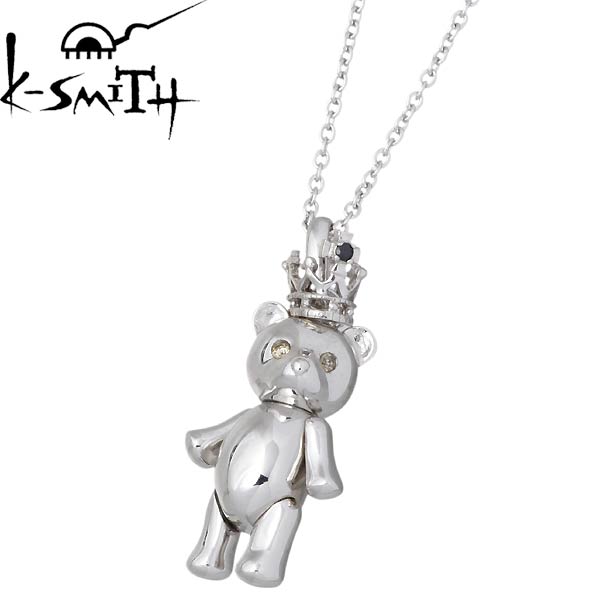 【ポイント2倍！20日まで！】 ケースミス K-SMITH K-SMITH Bear シルバー ネックレス アクセサリー ダイヤモンド キュービック 王冠 シルバー925 スターリングシルバー KSM-20-B