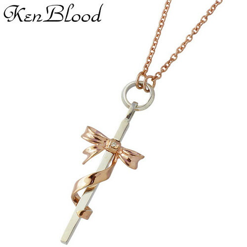 【ポイント2倍！マラソン期間中】 ケンブラッド KEN BLOOD ネックレス メンズ レディース シルバー ジュエリー クロス リボン ダイヤモンド ピンク 925 スターリングシルバー KB-KP-324PK 18,218円
