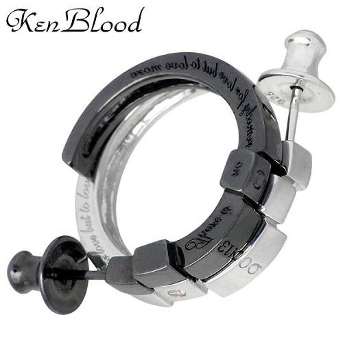 ケンブラッド KEN BLOOD レシプロカル ラブ シルバー & ブラック ペア ピアス アクセサリー ダイヤモンド 2個売り シルバー925 スターリングシルバー KP-343SV-BK-P｜Sies Rosso シーズ ロッソ