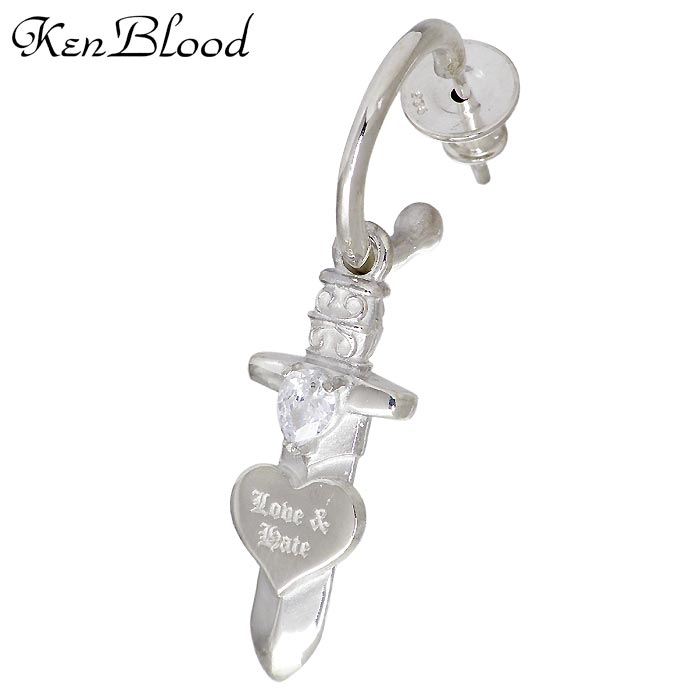 ケンブラッド KEN BLOOD シルバー ピアス アクセサリー ハート キュービック メンズ レディース 1個売り 片耳用 KP-472P