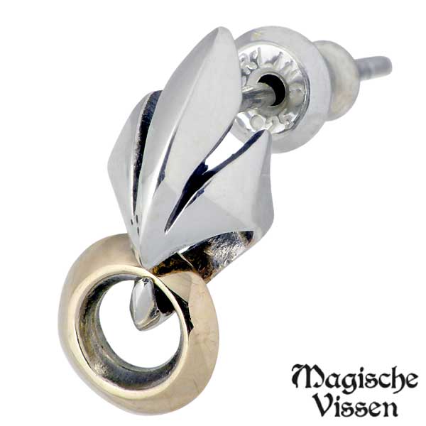 【ポイント2倍！マラソン期間中！】 マジェスフィッセン Magische Vissen ワッカ シルバー x K10 イエローゴールド ピアス アクセサリー スタッド 1個売り 片耳用 シルバー925 スターリングシルバー OZX-083