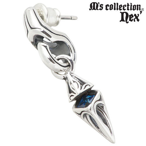 【ポイント2倍！マラソン期間中】 エムズコレクション M's collection ブルーキュービック スタッド シルバー ピアス アクセサリー 1個売り 片耳用 シルバー925 スターリングシルバー X0207BCZ