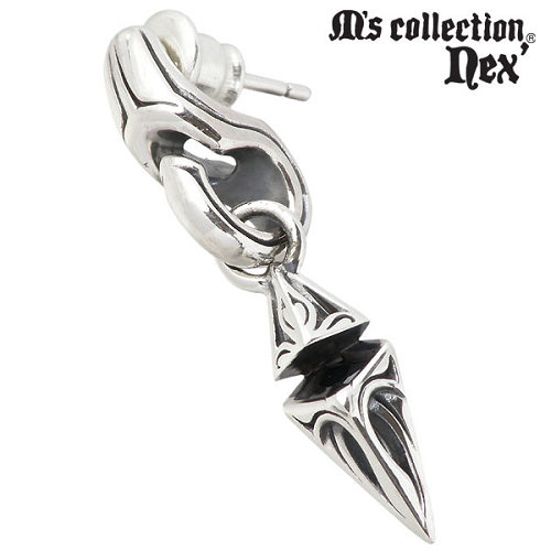 【ポイント2倍！マラソン期間中】 エムズコレクション M's collection ブラックキュービック スタッド シルバー ピアス アクセサリー 1個売り 片耳用 シルバー925 スターリングシルバー X0207BLCZ