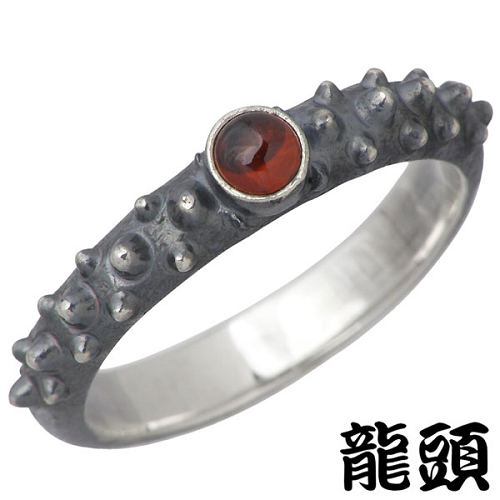 霰 指輪 あられ RYUZU メンズ リング 12〜26号 RYUZU-R-99 【龍頭】 石付き ブリタニアシルバー シルバー 燻し 950