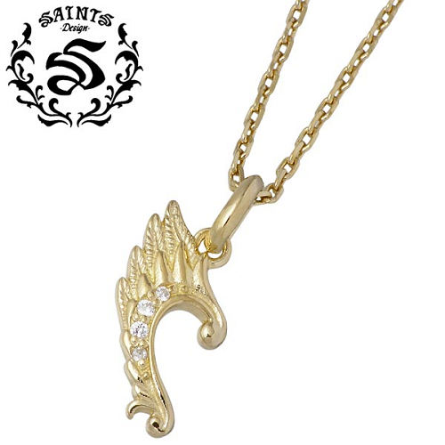 【ポイント2倍！マラソン終了まで】 セインツ SAINTS エンジェル ウィング シルバー ネックレス アクセサリー キュービック シルバー925 スターリングシルバー SSP2-210GD｜Sies Rosso シーズ ロッソ