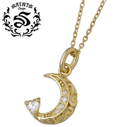 【ポイント2倍！20日まで！】 セインツ SAINTS アラベスク ムーン シルバー ネックレス アクセサリー キュービック 三日月 シルバー925 スターリングシルバー SSP2-212GD