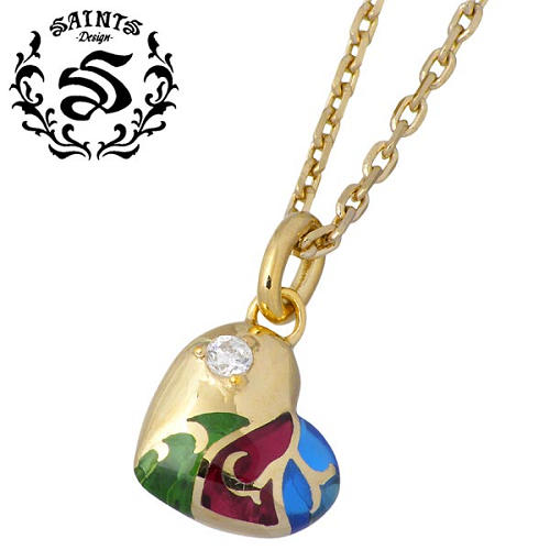 【ポイント2倍！マラソン終了まで】 セインツ SAINTS ステンドグラス ハート シルバー ネックレス アクセサリー キュービック シルバー925 スターリングシルバー SSP2-217GD｜Sies Rosso シーズ ロッソ