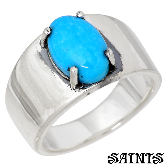 【ポイント2倍!マラソン終了まで】 セインツ SAINTS シルバー リング ターコイズ スタンプ メンズ 指輪 アクセサリー 17~21号 SSR-806TQ|Sies Rosso シーズ ロッソ