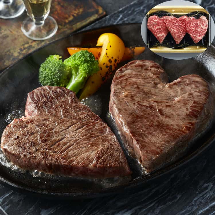 【ポイント2倍!マラソン期間中】 黒毛和牛 ハート形ステーキ モモステーキx3枚 計360g 記念日やご贈答 大切な方へのちょっとしたサプライズにおすすめです 黒毛和牛 モモ肉をハート形にカット 記念日やご贈答におすすめ ご進物