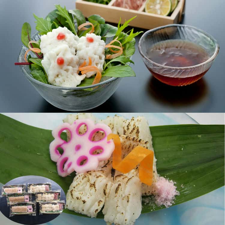【ポイント2倍！マラソン期間中】 徳島 吟月 天然はも湯引きと炙り詰合せ 脂ののった最高の季節の鱧を厳選し 一匹づつ丁寧に特殊加工後 冷凍しました ご家庭ではなかなか味わえない技ありの鱧料理2品を贅沢にお届け ご進物 ギフト