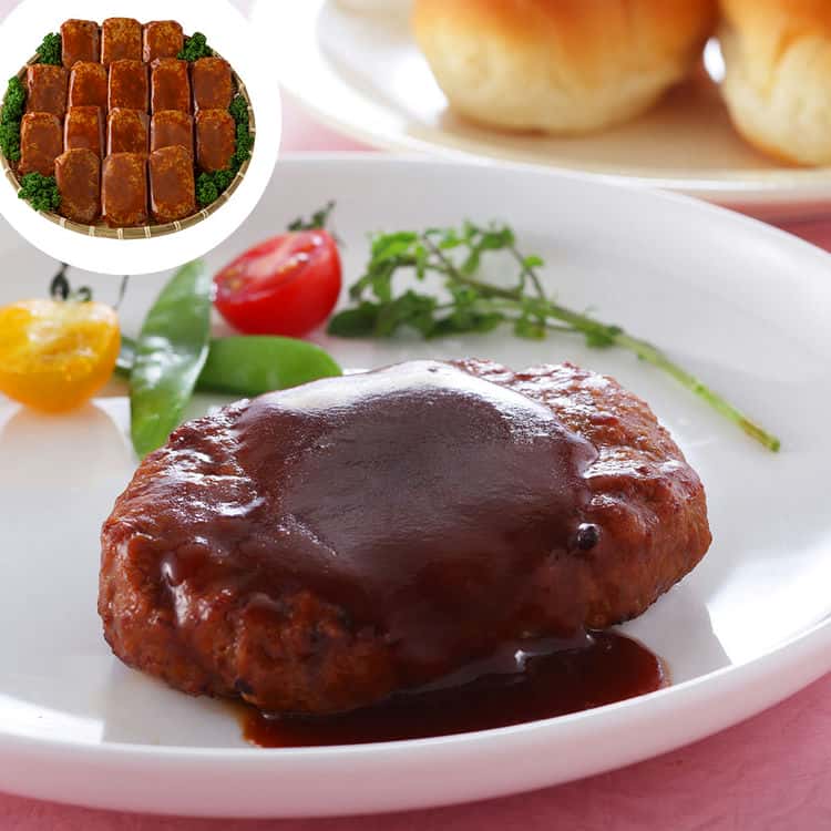 【ジャンルSALE 10%OFF！】 鹿児島県産黒豚 ハンバーグ 16個 130g 固形量100g 鹿児島県産の黒豚の上質な旨味と玉ねぎの甘味でとてもジューシーなハンバーグにデミグラスソースを絡めました ご進物 ギフト 贈り物に｜Sies Rosso シーズ ロッソ