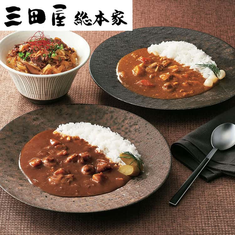 【ポイント2倍！マラソン期間中】 三田屋総本家 カレー詰合せ ギフト E 黒毛和牛のビーフカレー 黒鶏のチキンカレー 黒豚のポークカレー 黒毛和牛のハヤシ ビーフカレー 国産牛の牛 すき焼丼 ご進物 ギフト 贈り物に 離島配送不可