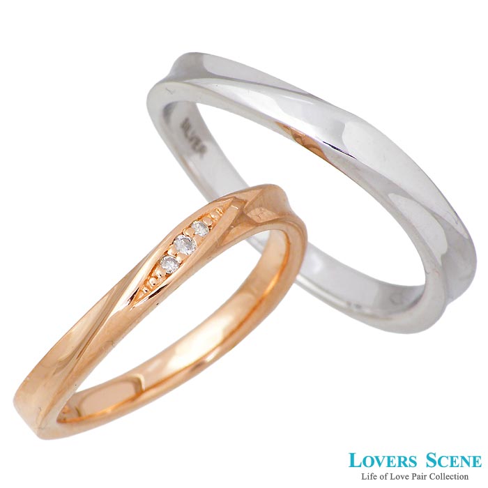 【ポイント2倍！マラソン終了まで】 ラバーズシーン LOVERS SCENE シルバー ペア リング 指輪 アクセサリー ダイヤモンド ピンク 7～15号 13～21号 刻印可能 LSR-0131DPK-RM｜Sies Rosso シーズ ロッソ 22,880円