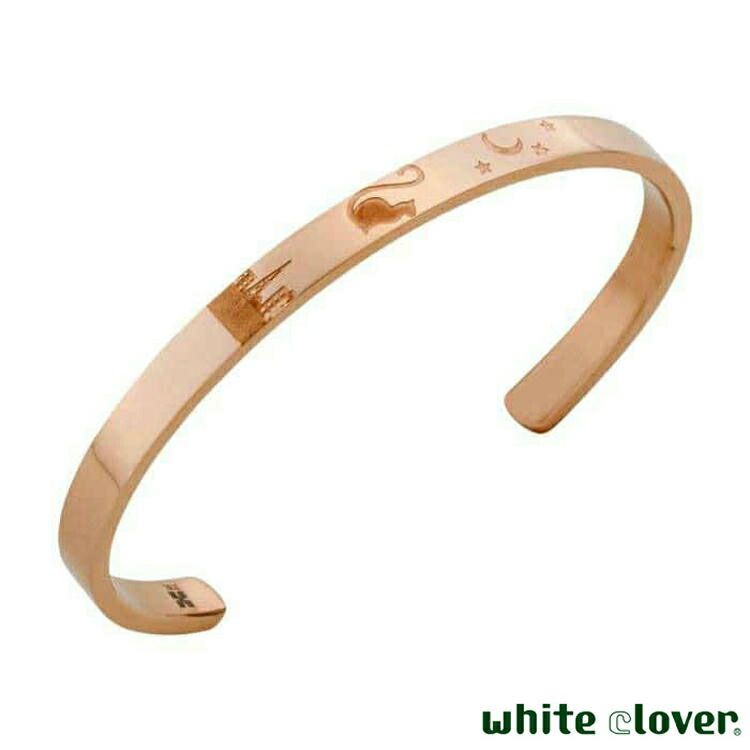 ホワイトクローバー white clover 猫 ステンレス レディース バングル アレルギーフリー サージカルステンレス316L ピンク 4SBG037GO