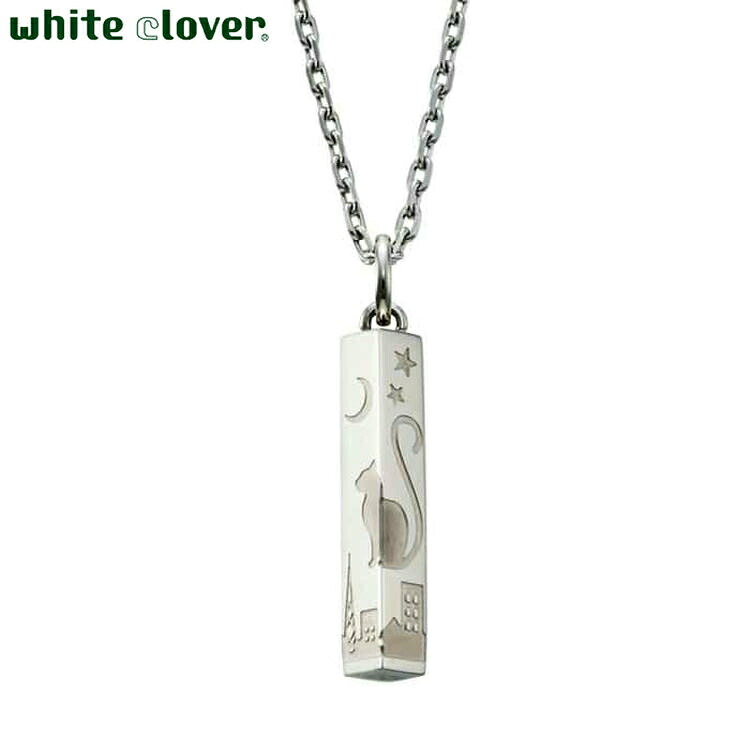 ホワイトクローバー white clover ステンレス 猫 メンズ ネックレス アレルギーフリー サージカルステンレス316L ピンク 4SUP106SV