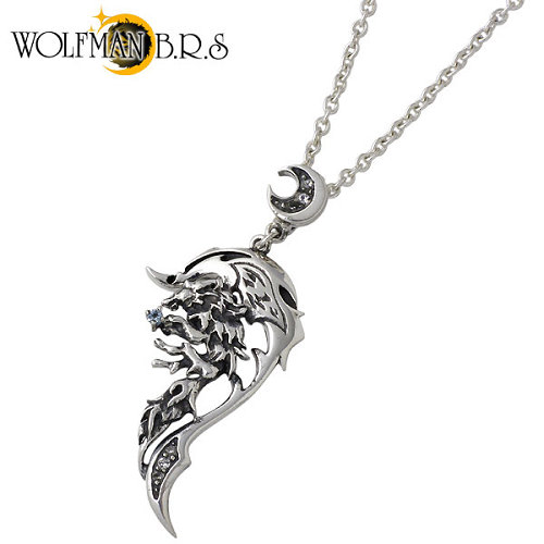 【ポイント2倍！マラソン期間中】 ウルフマンB.R.S WOLFMAN B.R.S ダークナイツ ウルフ ムーン シルバー ネックレス アクセサリー チェーン付き 三日月 シルバー925 スターリングシルバー P-NW-44CL60