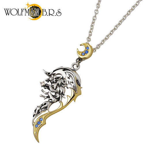 【ポイント2倍!マラソン終了まで】 ウルフマンB.R.S WOLFMAN B.R.S ダークナイツ ウルフG シルバー ネックレス アクセサリー チェーン付き 三日月 シルバー925 スターリングシルバー P-NW-44G-CL60|Sies Rosso シーズ ロッソ