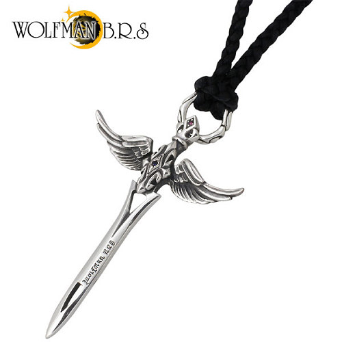 ウルフマンB.R.S WOLFMAN B.R.S ケルティック フェザー ラージ リング付き シルバー ネックレス アクセサリー ストーン 革紐付き シルバー925 スターリングシルバー NW-P23BLRD-N300 61,710円