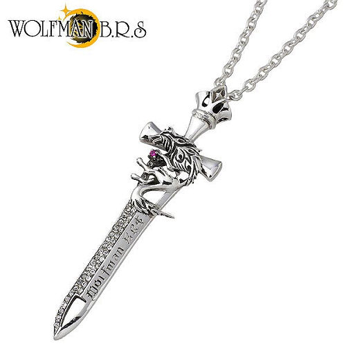 ウルフマンB.R.S WOLFMAN B.R.S ホワイトファング ロングブレードw ストーン シルバー ネックレス アクセサリー チェーン付き シルバー925 スターリングシルバー WO-P-168CL100