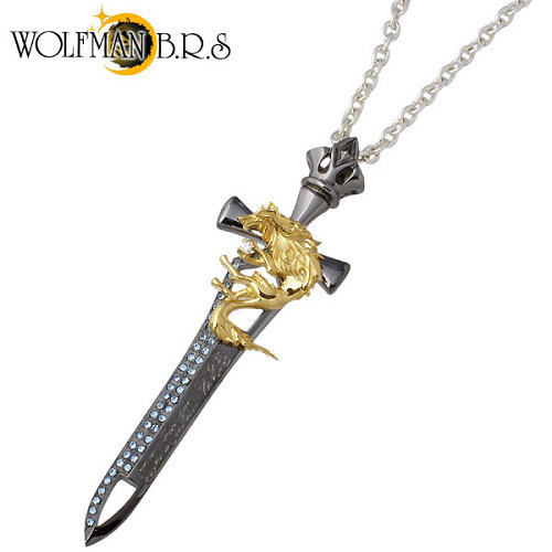 【ポイント2倍！マラソン期間中】 ウルフマンB.R.S WOLFMAN B.R.S ホワイトファング ロングブレードG BKw ストーン シルバー ネックレス アクセサリー ブラック チェーン付き シルバー925 スターリングシルバー WO-P168GBKCL100
