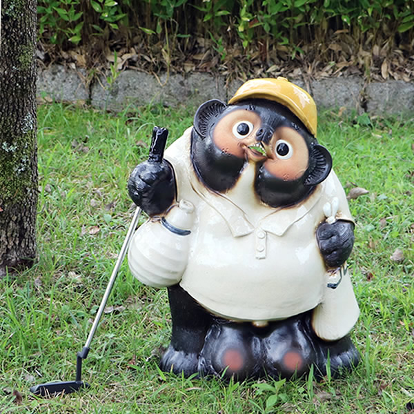 【今だけ押さえる15%OFF引き換え証】信楽焼 たぬき ゴルフ狸 たぬき   20号たぬき タヌキ 瀬戸ものタヌキ たぬき飾りつけ やきもの しがらきやき 狸 信楽 焼き物たぬき 瀬戸ものたぬき 瀬戸もの狸 狸しがらき 名まえ入れ ta-0314