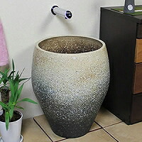 【今だけ限定10%OFFクーポン】信楽焼 和風 おしゃれ 深型手水鉢 はけ目つぼ型手洗い鉢 つぼ鉢 陶器 洗面ボウル 洗面ボール 壷 手洗い器 水鉢 洗面シンク 手水鉢 ツボ 洗面鉢 かべ水栓tr-4114|信楽焼き専門店・陶器工房しがらき