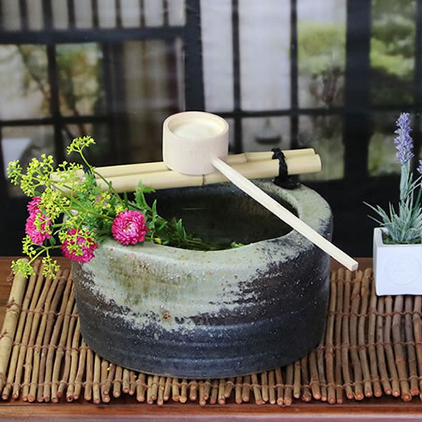 楽天市場】信楽焼 つくばい 手洗い鉢 竹付き陶器つくばい 手水鉢 和風