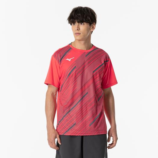 ミズノ ゲームシャツ(ラケットスポーツ)（ユニセックス） ラディアントレッド Mizuno 62JAB02963画像
