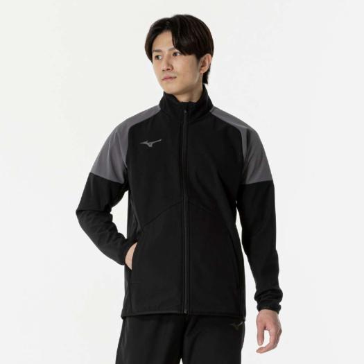 【送料無料】ミズノ ストレッチ／防風 テックシールドジャケット（メンズ） ブラック×チャコールグレー Mizuno 32MEB65109